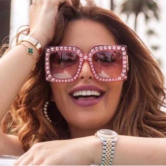 Accessories - Oversized Square Rhinestone Sunglasse